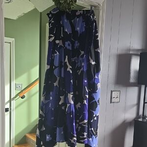 Cato Blue and Black Floral Maxi Skirt